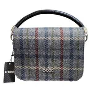 NWT O-bag Purse Gray Wool leather Mini Tote Multi-Color Made in Italy